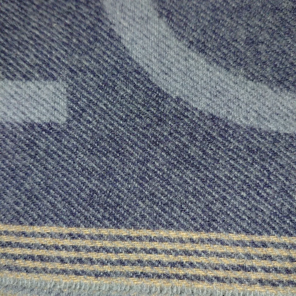 Louis Vuitton Wool Luxury Blue Gray Brown Long Wool Scarf